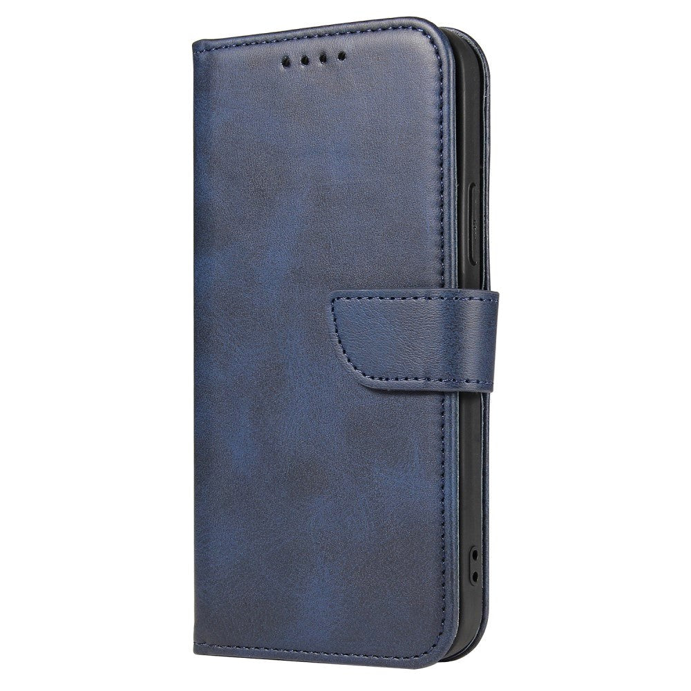 iPhone 13 Leather Wallet Case & Magnetic Lock - Blue