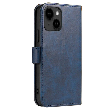 iPhone 13 Leather Wallet Case & Magnetic Lock - Blue