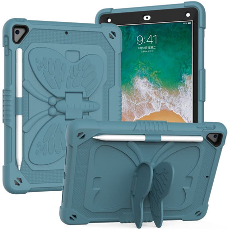 iPad (2018) / iPad (2017) / iPad Air 2 Kids Case - Butterfly Kickstand Case - Dark Green