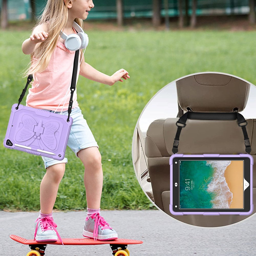 iPad (2018) / iPad (2017) / iPad Air 2 Kids Case - Butterfly Kickstand Case - Purple