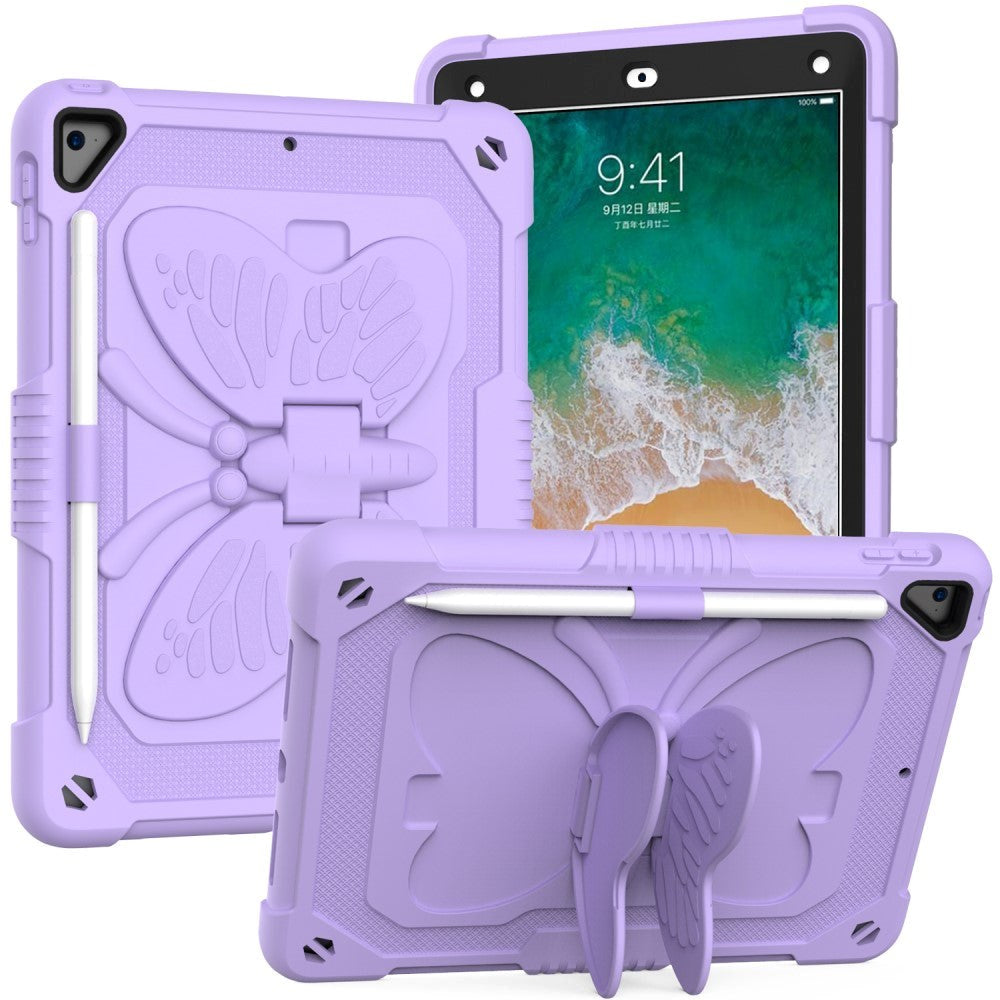 iPad (2018) / iPad (2017) / iPad Air 2 Kids Case - Butterfly Kickstand Case - Purple