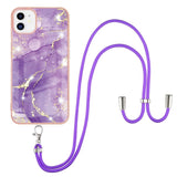 iPhone 11 Marble Hybrid Case w. Adjustable Strap - Rose Purple