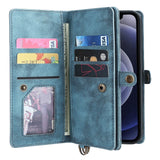 iPhone 12 / 12 Pro MEGSHI Leather Flip Case w. Magnetic Wallet - Blue