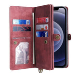 iPhone 12 / 12 Pro MEGSHI Leather Flip Case w. Magnetic Wallet - Red