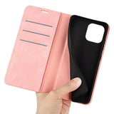 iPhone 14 Pro Leather Wallet Flip Case & Magnetic Lock - Pink