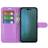 iPhone 14 PU Litchi Leather Flip Case with Wallet & Stand Function - Purple