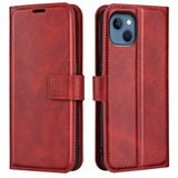 iPhone 14 Plus Leather Cover w. Card Holder & Magnetic Closure - Red