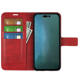 iPhone 14 Plus Leather Cover w. Card Holder & Magnetic Closure - Red