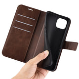 iPhone 14 Plus Leather Cover w. Card Holder & Magnetic Closure - Brown