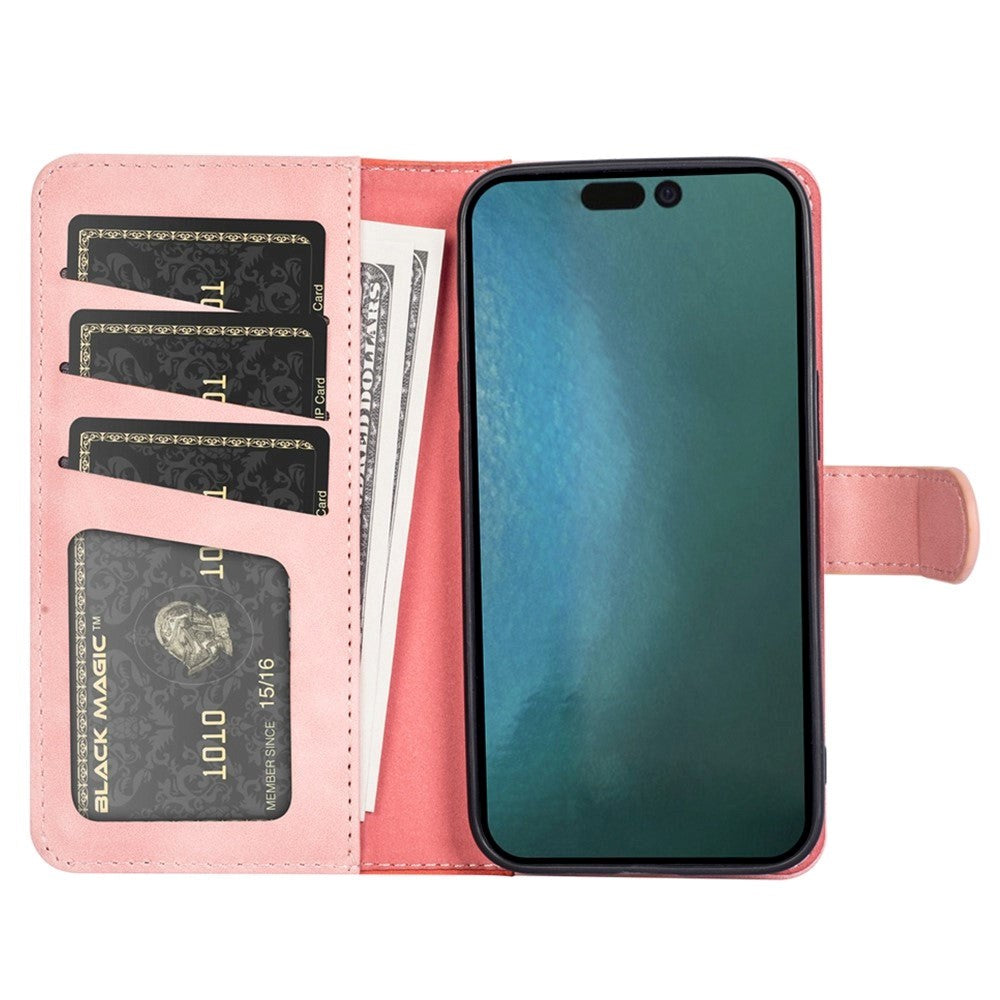 iPhone 14 Plus Leather Flip case with Card Holder - Red / Pink