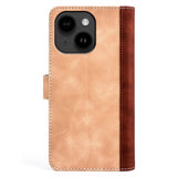 iPhone 14 Plus Leather Flip case with Card Holder - Brown / Beige