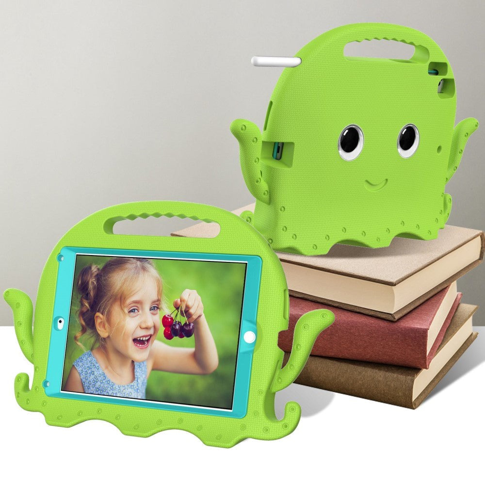 iPad (2018) / iPad (2017) / iPad Air 2 / iPad Pro 9.7" EVA Children's cover with Shoulder Strap - Octopus Theme - Green