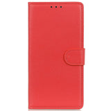 iPhone 14 Pro Litchi Leather Wallet Case & Magnetic Lock - Red