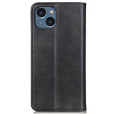 iPhone 14 Plus Leather Wallet Case & Magnetic Lock - Black