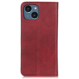 iPhone 14 Plus Leather Wallet Case & Magnetic Lock - Red