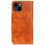 iPhone 14 Plus Leather Flip Case with Wallet - Brown