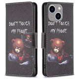 iPhone 14 Plus Leather Wallet Case & Print - "Don't Touch My Phone Bear"