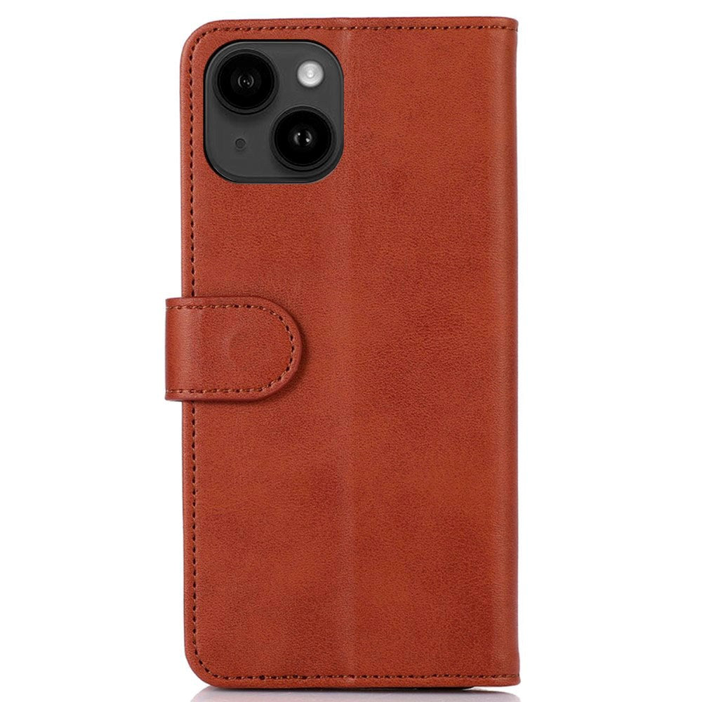 iPhone 14 Plus Leather Wallet Case - Brown