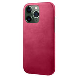 iPhone 14 Pro Leather Coated Plastic Case - Pink