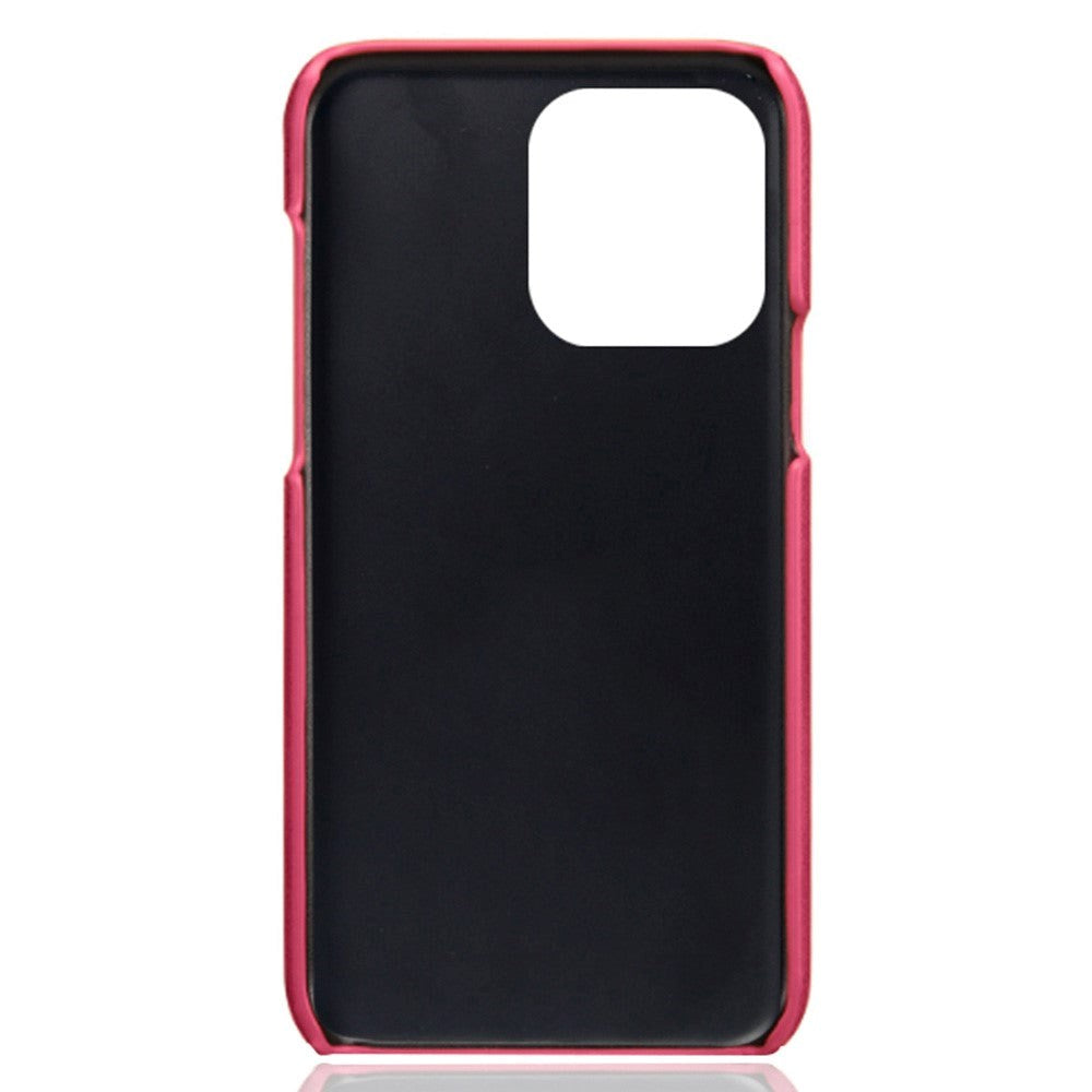 iPhone 14 Pro Leather Coated Plastic Case - Pink