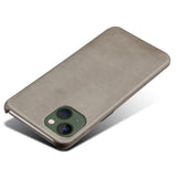 iPhone 14 Plus Leather Coated Plastic Case - Gray