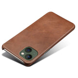 iPhone 14 Leather Coated Plastic Case - Dark Brown