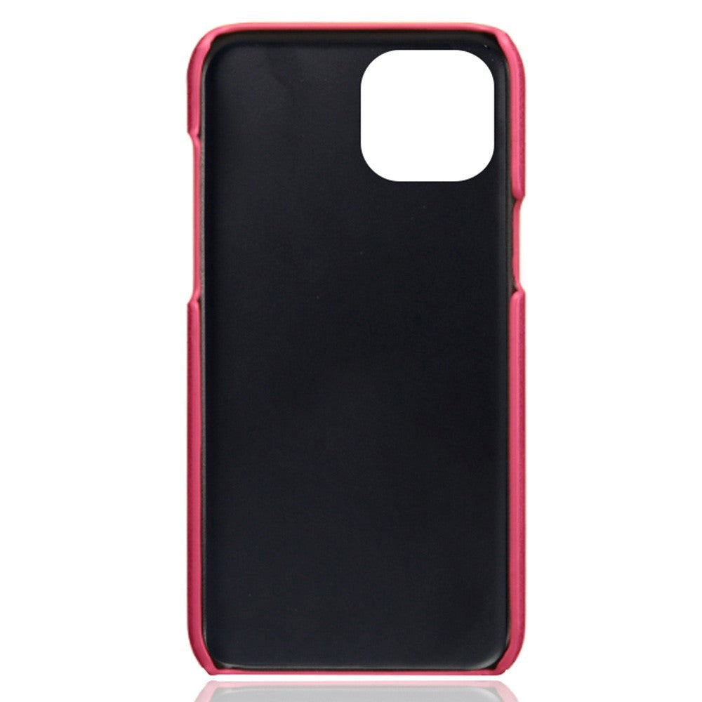 iPhone 14 Plus Leather Coated Plastic Case with Card Holder - Pink