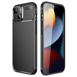 iPhone 14 Carbon Fiber Flexible Plastic Case - Black