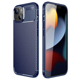 iPhone 14 Plus Carbon Fiber Flexible Plastic Case - Blue