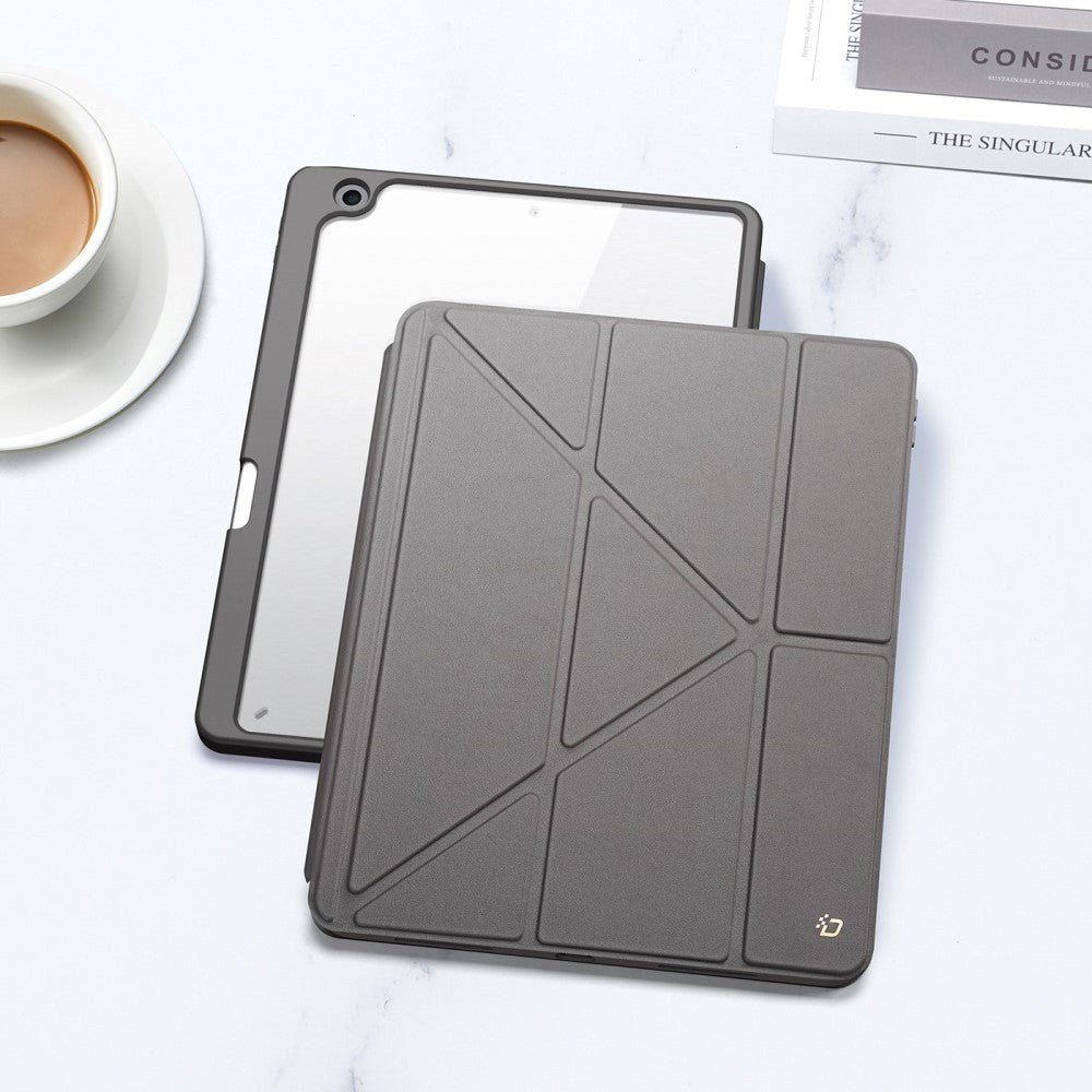 iPad 10.2" (2021 / 2020 / 2019) PU Leather / Plastic Flip Case - DUX DUCIS MAGI Series - Transparent / Grey