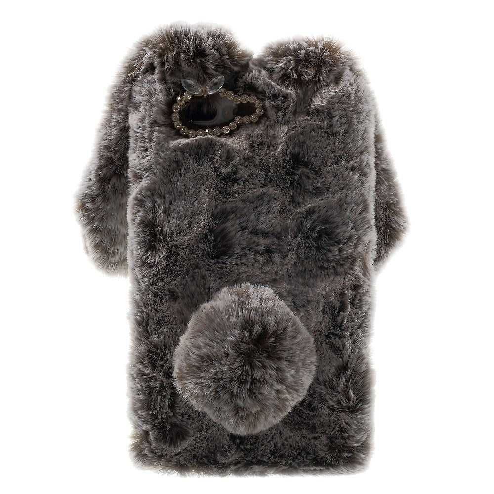 iPhone 8 Plus / 7 Plus Rabbit Fur Case Grey Brown