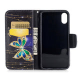 iPhone X / Xs Wallet Case Diamond Butterfly - Black