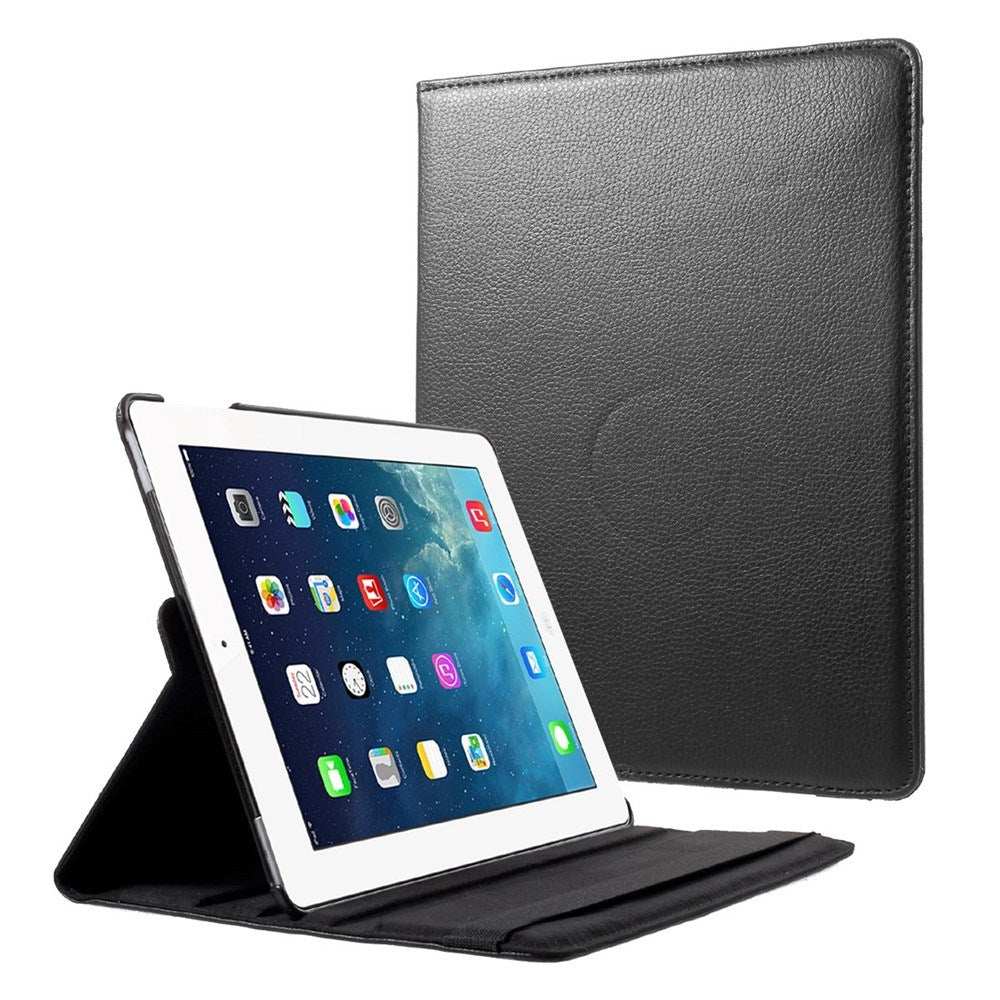 EIDERWOOD iPad 4 / 3 / 2 Faux Leather Flip Case with Elastic Band & Rotatable Function - Black