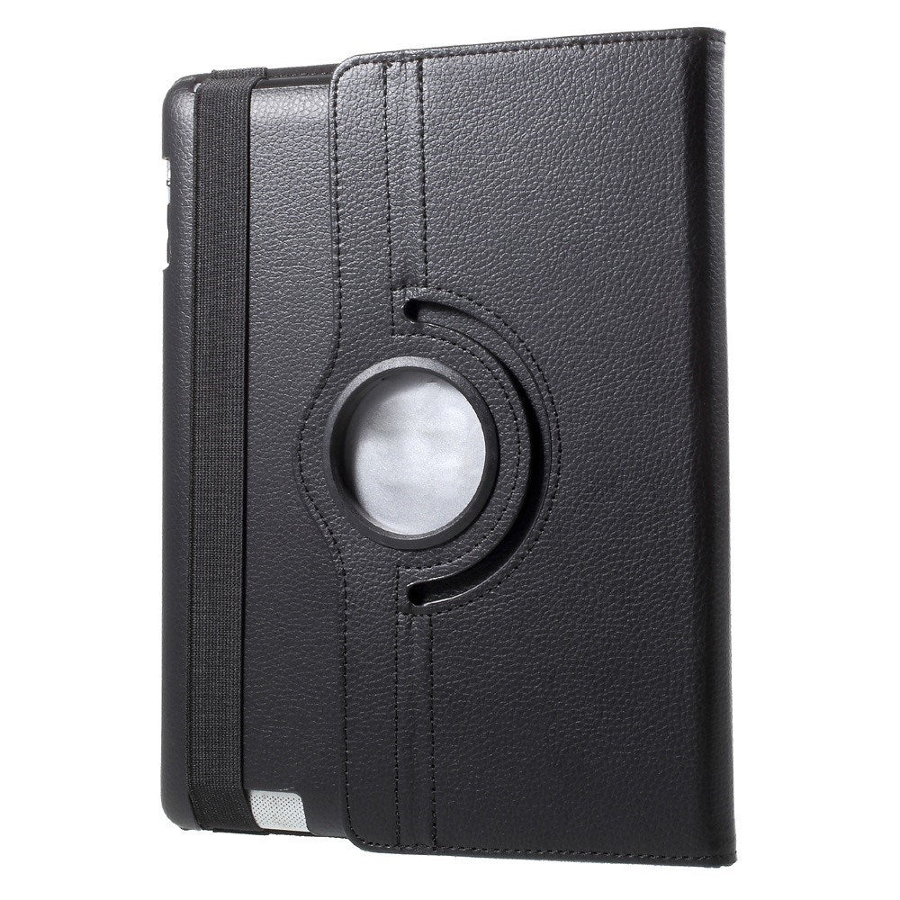 EIDERWOOD iPad 4 / 3 / 2 Faux Leather Flip Case with Elastic Band & Rotatable Function - Black