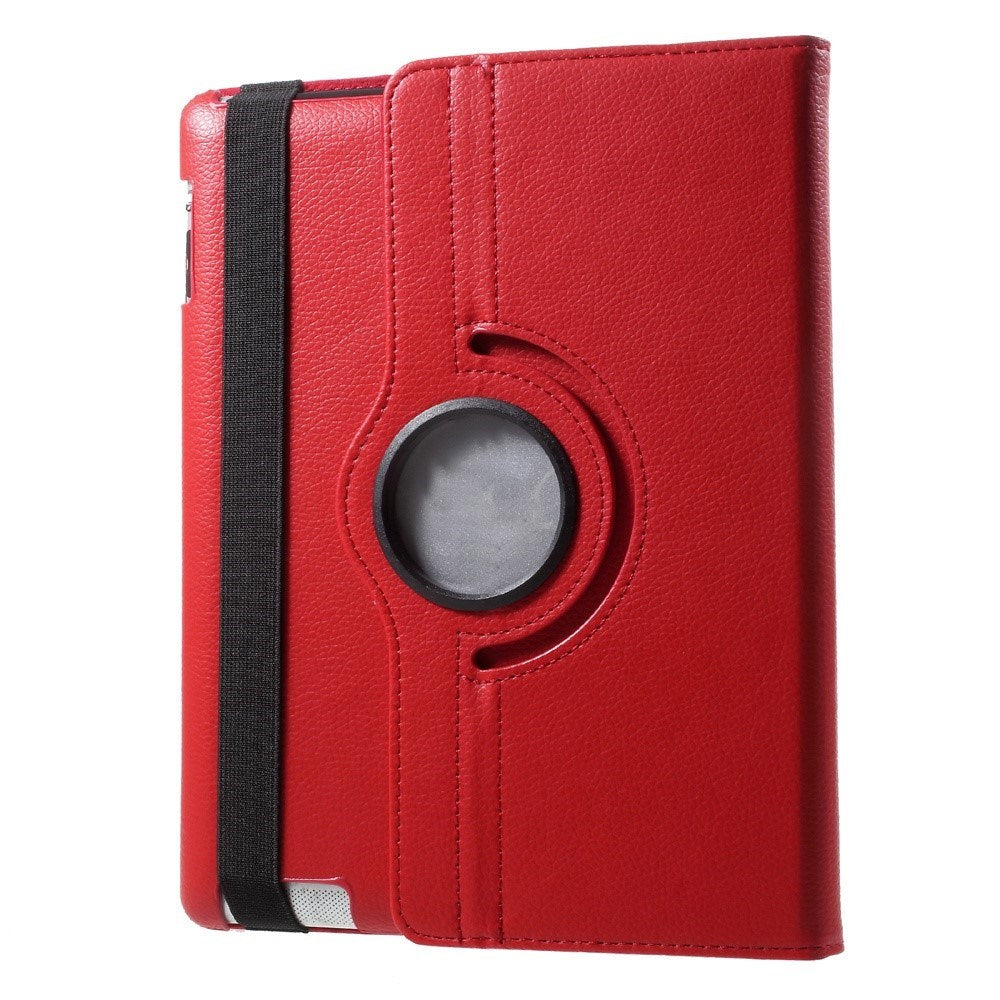EIDERWOOD iPad 4 / 3 / 2 Faux Leather Flip Case with Elastic Band & Rotatable Function - Red