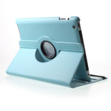 EIDERWOOD iPad 4 / 3 / 2 Faux Leather Flip Case with Elastic Band & Rotatable Function - Light Blue
