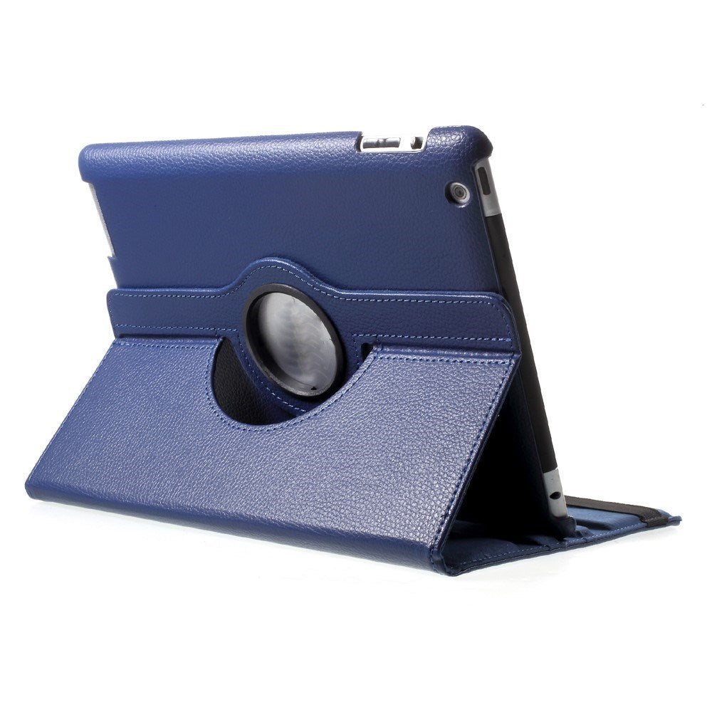 EIDERWOOD iPad 4 / 3 / 2 Faux Leather Flip Case with Elastic Band & Rotatable Function - Blue