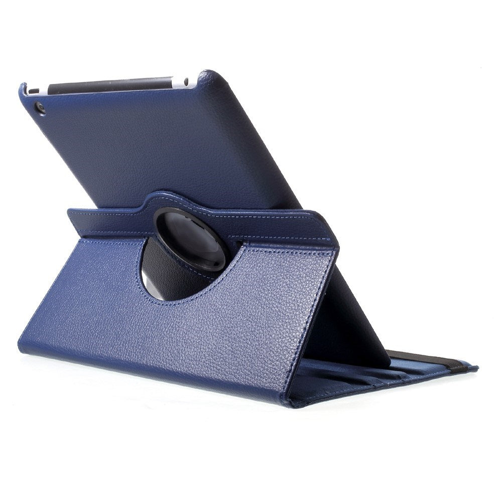 EIDERWOOD iPad 4 / 3 / 2 Faux Leather Flip Case with Elastic Band & Rotatable Function - Blue