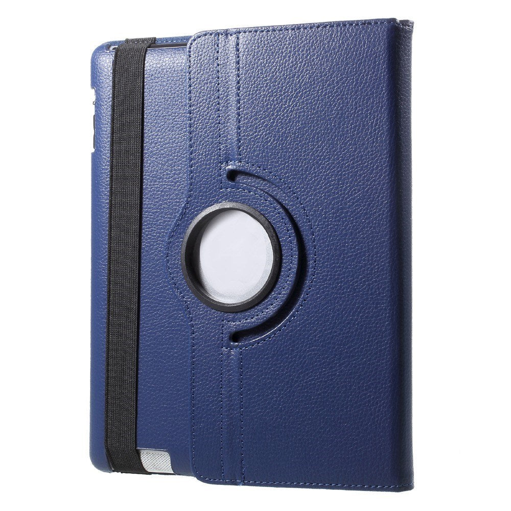 EIDERWOOD iPad 4 / 3 / 2 Faux Leather Flip Case with Elastic Band & Rotatable Function - Blue