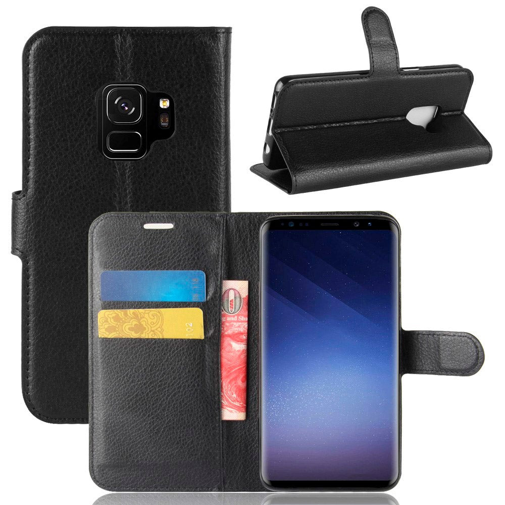 Samsung Galaxy S9 Leather Wallet Case Soft Pouch Black