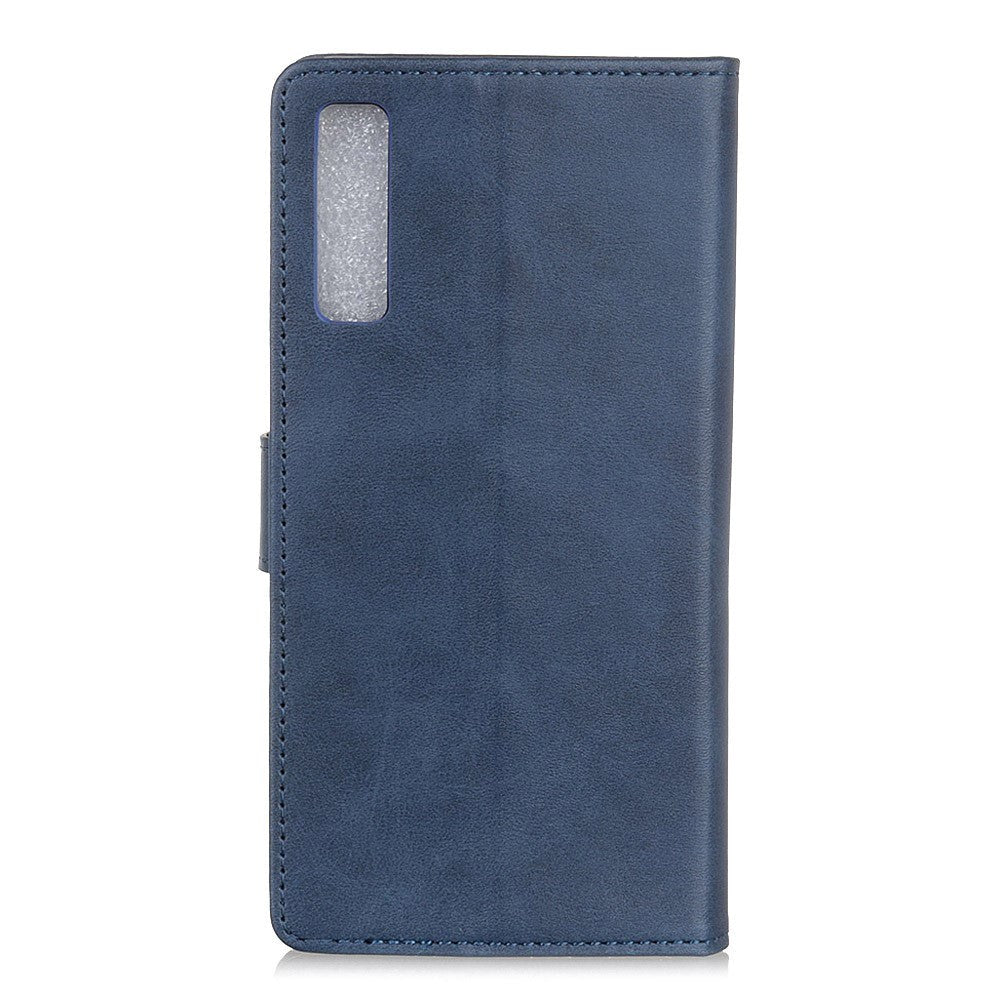 Samsung Galaxy A7 (2018) Matte Leather Wallet Case Dark Blue