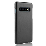 Samsung Galaxy S10 Litchi Leather Coated Plastic Case Black