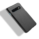 Samsung Galaxy S10 Litchi Leather Coated Plastic Case Black