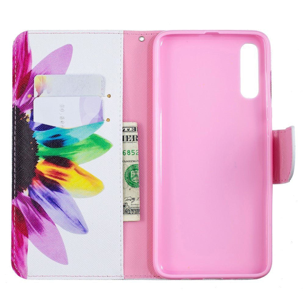 Samsung Galaxy A70 Leather Case w. Pouch Flower