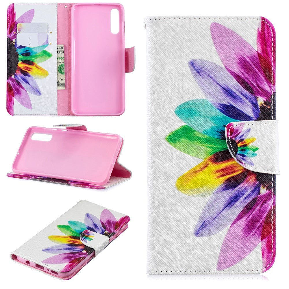 Samsung Galaxy A70 Leather Case w. Pouch Flower