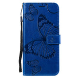 Samsung Galaxy A20s Leather Wallet Case Butterfly - Blue