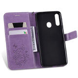 Samsung Galaxy A20s Leather Wallet Case Butterfly - Purple