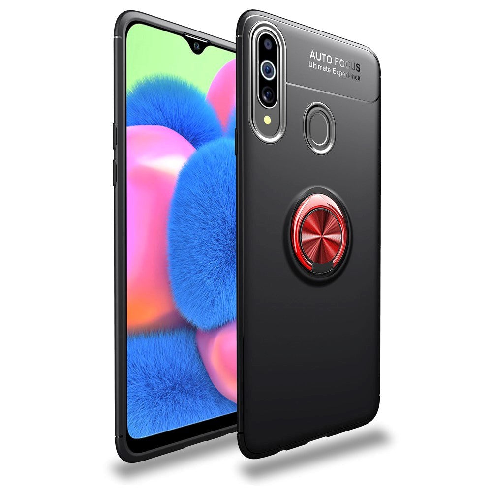 Samsung Galaxy A20s Case w. Magnetic Kickstand Black w. Red Ring