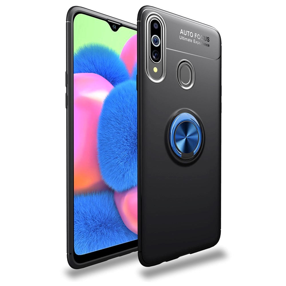 Samsung Galaxy A20s Case w. Magnetic Kickstand Black w. Blue Ring