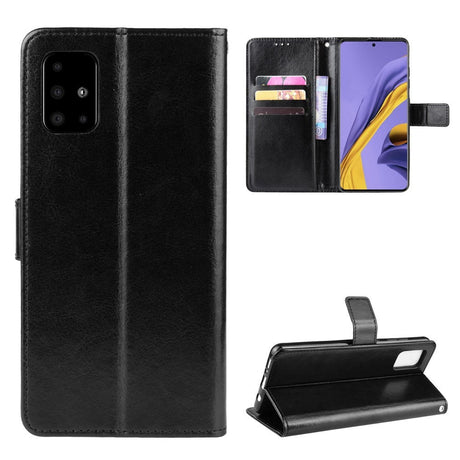 Samsung Galaxy A51 Leather Wallet Case & Strap - Black